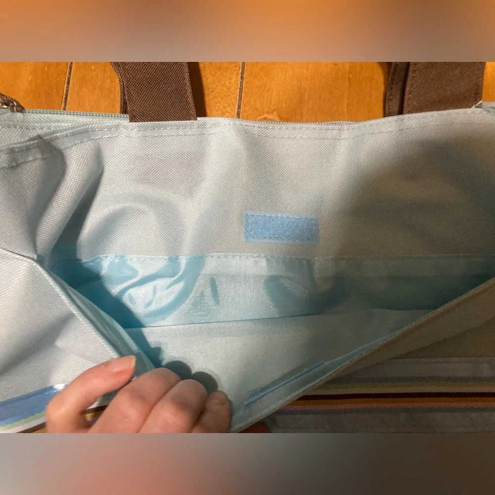 NWOT Blue and Brown zippered Diaper/Tote Bag w/ Changing Pad